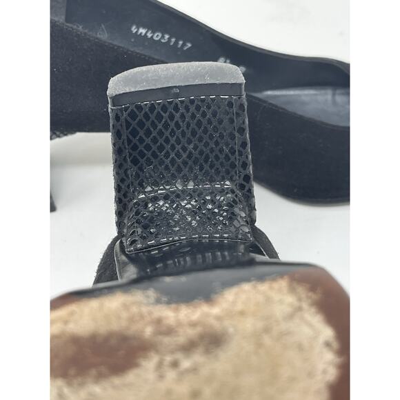 Vintage Stuart Weitzman Black Suede and Snakeskin Square Toe Pumps size 8 .5 B - Picture 10 of 13